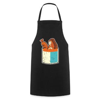 Grillparty Geschenk Fleisch Brusttasche Grillen - Kochschürze - Schwarz - Vorne - AI Model Male 185 dark (185cm)
