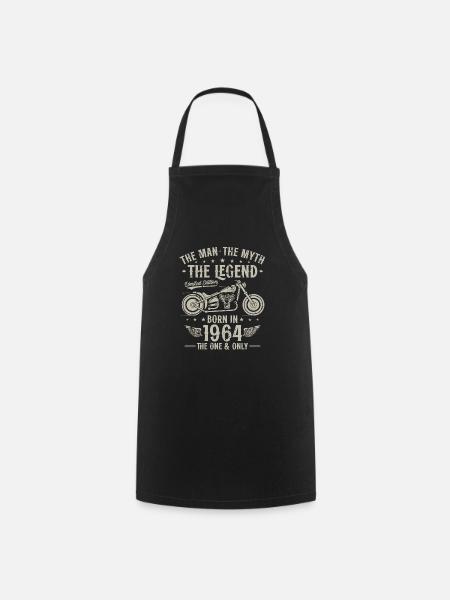 1964 Vintage Man Myth Legend Motorcycle - Cooking Apron - black