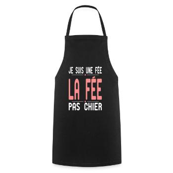 Je suis une Fée - la Fée pas Chier - Cadeau Humour - Tablier de cuisine - noir - Devant - AI Model Male 185 dark (185cm)