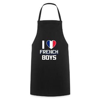 J’aime les garçons français Nationalité France - Tablier de cuisine - noir - Devant - AI Model Male 185 dark (185cm)