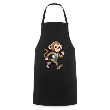 Singe marathonien mignon - Tablier de cuisine - noir - Devant - AI Model Male 185 dark (185cm)