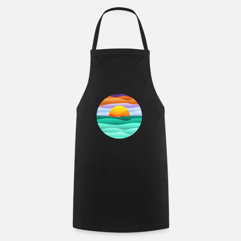 circular sunset - Cooking Apron - black