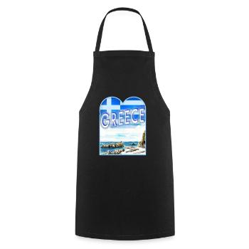 Watercolor UK Coast GR m Heart u Fagge Greece Greek - Cooking Apron - black - Front - AI Model Male 185 dark (185cm)