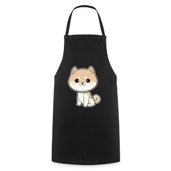 Shiba Inu - Cooking Apron - black - Front - AI Model Male 185 dark (185cm)