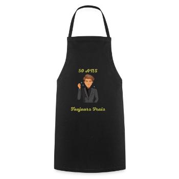 50 ANS Toujours Frais - Tablier de cuisine - noir - Devant - AI Model Male 185 dark (185cm)