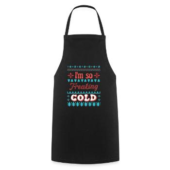 Freaking cold, Noël, Weihnachten, Ugly Sweate - Tablier de cuisine - noir - Devant - AI Model Male 185 dark (185cm)