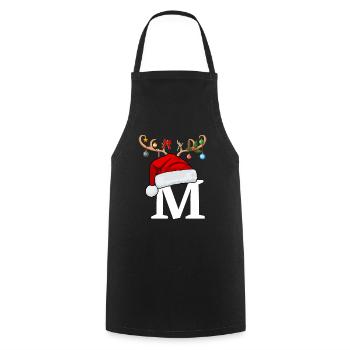 Lettre M bonnet de Noël - Tablier de cuisine - noir - Devant - AI Model Male 185 dark (185cm)