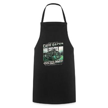 Cafe Racer built in 1965 - Cooking Apron - black - Front - AI Model Male 185 dark (185cm)
