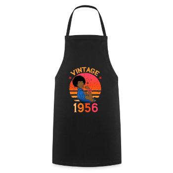 Vintage 1956 Anniversaire Femme Forte - Tablier de cuisine - noir - Devant - AI Model Male 185 dark (185cm)