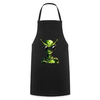 Cool Green Alien - Alien avec des lunettes de soleil - Tablier de cuisine - noir - Devant - AI Model Male 185 dark (185cm)