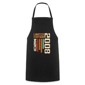 March 2008 Anniversary 2008 Retro 2008 March - Cooking Apron - black - Front - AI Model Male 185 dark (185cm)