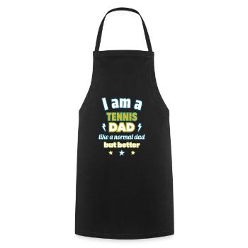 Papa TENNISMAN,Cadeau de fête des pères,Tennis - Tablier de cuisine - noir - Devant - AI Model Male 185 dark (185cm)