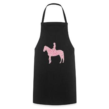 Cavalière cheval nuage de mots rose - Tablier de cuisine - noir - Devant - AI Model Male 185 dark (185cm)