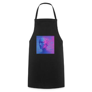 Futuristic head in digital style - Cooking Apron - black - Front - AI Model Male 185 dark (185cm)