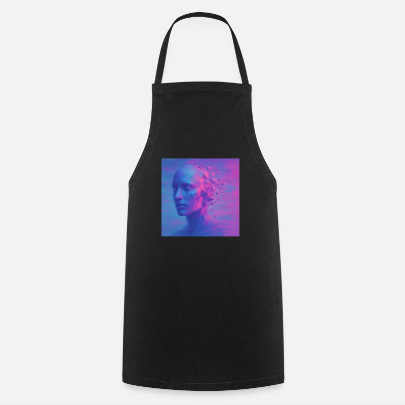 Futuristic head in digital style - Cooking Apron - black