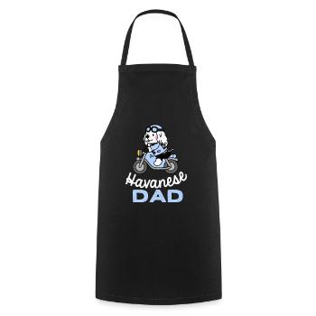 Chien Havanais Moto Chien Papa Cadeau Rétro - Tablier de cuisine - noir - Devant - AI Model Male 185 dark (185cm)