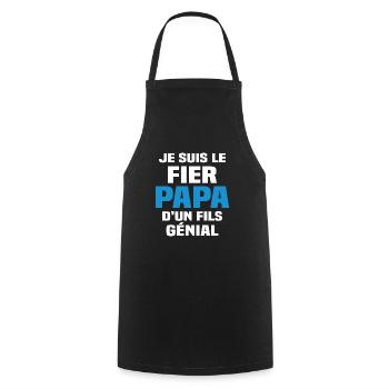Je suis le fier papa d'un fils génial - Tablier de cuisine - noir - Devant - AI Model Male 185 dark (185cm)