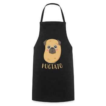 Funny Cute Dog Pug Potato T-Shirt - Cooking Apron - black - Front - AI Model Male 185 dark (185cm)