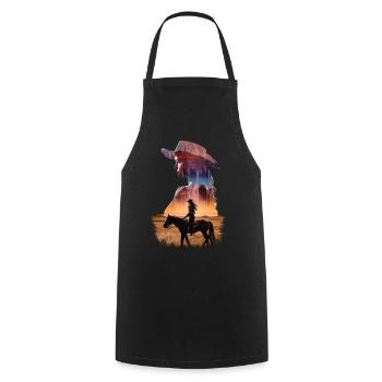 Horse Rider Silhouette - Cooking Apron - black - Front - AI Model Male 185 dark (185cm)