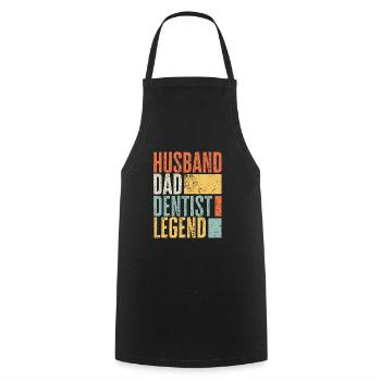 Dentist Husband Dad Legendary Father Best Retro - Cooking Apron - black - Front - AI Model Male 185 dark (185cm)