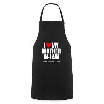 J’aime ma belle-mère drôle de favori pour son fils - Tablier de cuisine - noir - Devant - AI Model Male 185 dark (185cm)