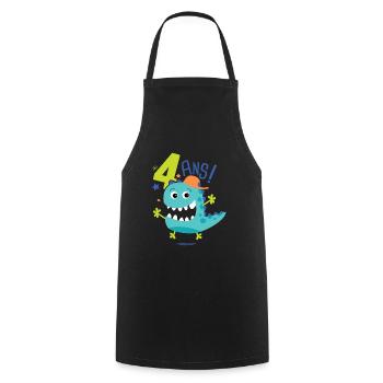 j'ai 4 ans Cadeau anniversaire 4 ans dinosaure - Tablier de cuisine - noir - Devant - AI Model Male 185 dark (185cm)