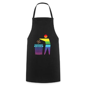 Contre les nazis - Tablier de cuisine - noir - Devant - AI Model Male 185 dark (185cm)