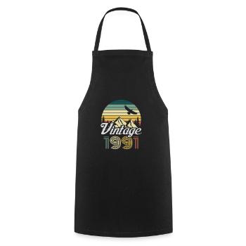Vintage 1991 anniversaire cadeau vintage rétro - Tablier de cuisine - noir - Devant - AI Model Male 185 dark (185cm)