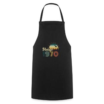 Cadeau vintage rétro anniversaire des années 1970 - Tablier de cuisine - noir - Devant - AI Model Male 185 dark (185cm)
