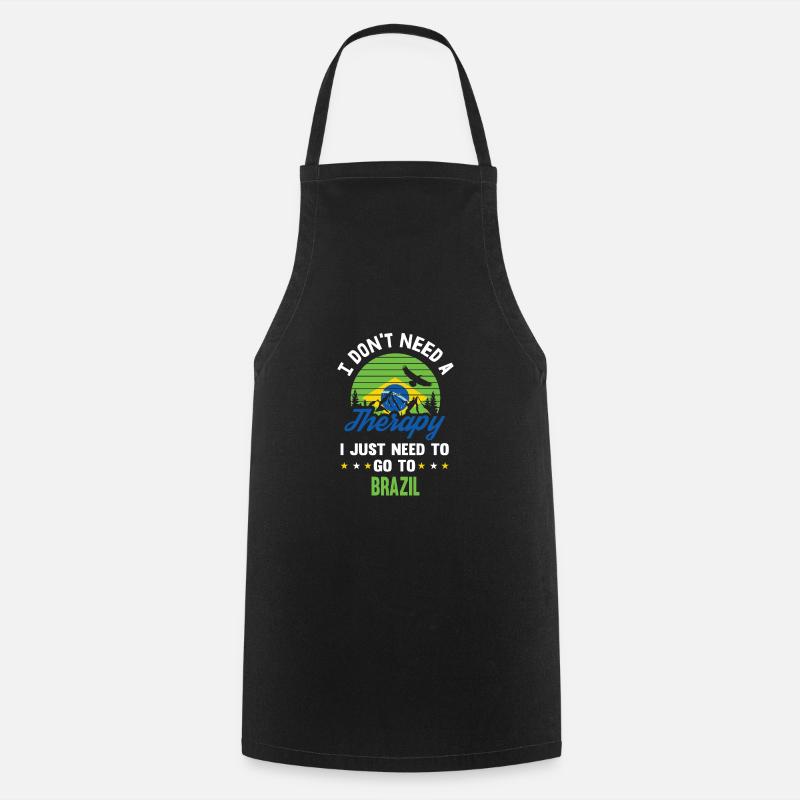 Brésil Drapeau thérapie drapeau rétro cadeau - Tablier de cuisine - noir