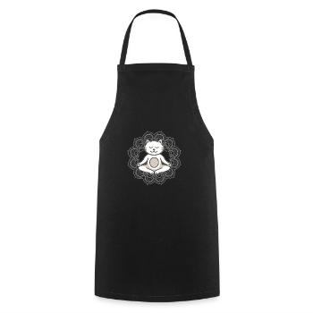 Yoga Katze Mandala Meditation Om Spiritualität - Kochschürze - Schwarz - Vorne - AI Model Male 185 dark (185cm)