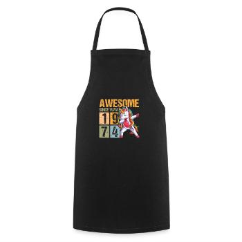 Birthday 1974 74 Unicorn Dab Vintage Gift - Cooking Apron - black - Front - AI Model Male 185 dark (185cm)