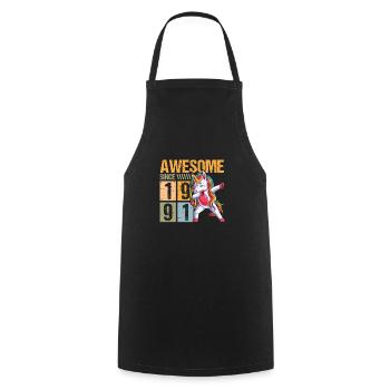 Birthday 1991 91 Unicorn Dab Vintage Gift - Cooking Apron - black - Front - AI Model Male 185 dark (185cm)