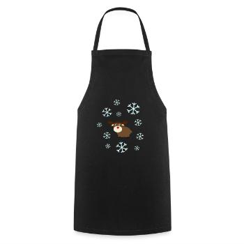 Rentier im Schnee Elche Schneeflocke Weihnachten - Kochschürze - Schwarz - Vorne - AI Model Male 185 dark (185cm)