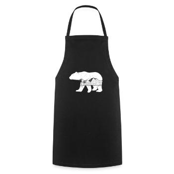 BEAR BEAR WILD ANIMALS NATURE WILDLIFE FORESTS MOTIF - Cooking Apron - black - Front - AI Model Male 185 dark (185cm)