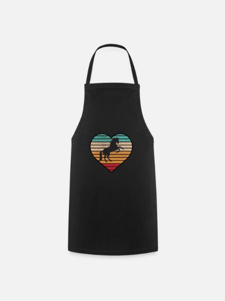 Chevaux Cavalier Rétro Vintage Design - Tablier de cuisine - noir