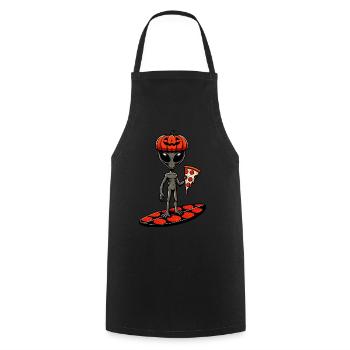 Halloween Alien Surfer Pizza Pizzaliebhaber Lustig - Kochschürze - Schwarz - Vorne - AI Model Male 185 dark (185cm)