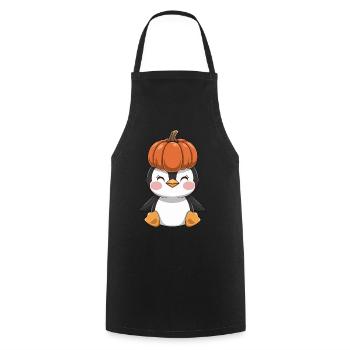 Cute Halloween Penguin with Pumpkin in October - Cooking Apron - black - Front - AI Model Male 185 dark (185cm)