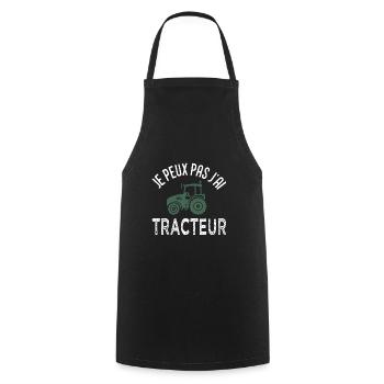 tracteur je peux pas j ai tracteur agriculture - Tablier de cuisine - noir - Devant - AI Model Male 185 dark (185cm)
