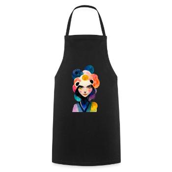Femme asiatique en look panda - Tablier de cuisine - noir - Devant - AI Model Male 185 dark (185cm)