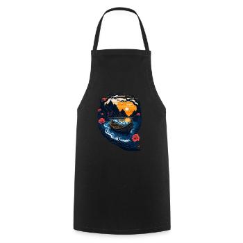 Illustration de paysage étonnante - Tablier de cuisine - noir - Devant - AI Model Male 185 dark (185cm)