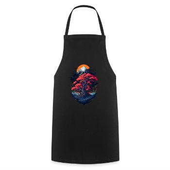 Beautiful bonsai tree scenery - Cooking Apron - black - Front - AI Model Male 185 dark (185cm)