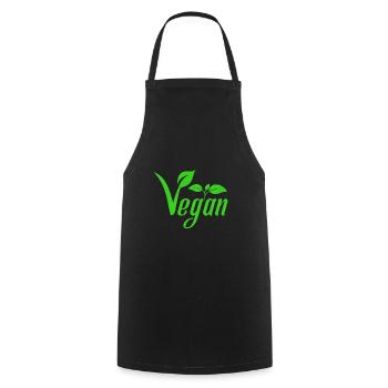 Végétalien avec les feuilles pour le végétal végétalien - Tablier de cuisine - noir - Devant - AI Model Male 185 dark (185cm)