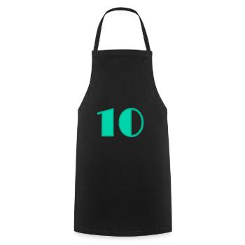 10 JAHRE. 10-JÄHRIGES JUBILÄUM. GEBURTSTAG 10 JAHRE. 10 - Kochschürze - Schwarz - Vorne - AI Model Male 185 dark (185cm)