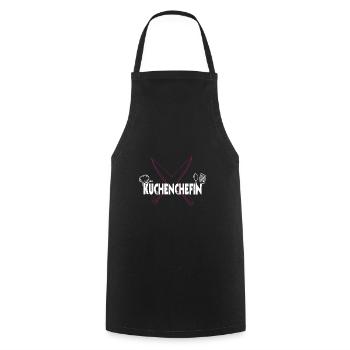 Küchenchefin- Koch kochen Küche Frauen Spruch - Kochschürze - Schwarz - Vorne - AI Model Male 185 dark (185cm)