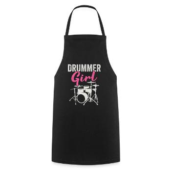 Vintage Drummer Girl Drum Set Musicien - Tablier de cuisine - noir - Devant - AI Model Male 185 dark (185cm)