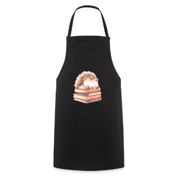 Un hérisson mignon dort sur des livres - Tablier de cuisine - noir - Devant - AI Model Male 185 dark (185cm)