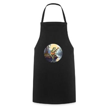 Frog joue du banjo - Tablier de cuisine - noir - Devant - AI Model Male 185 dark (185cm)