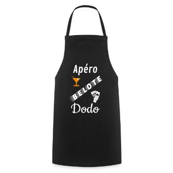 Aperitif belote dodo black background humor funny fun - Cooking Apron - black - Front - AI Model Male 185 dark (185cm)