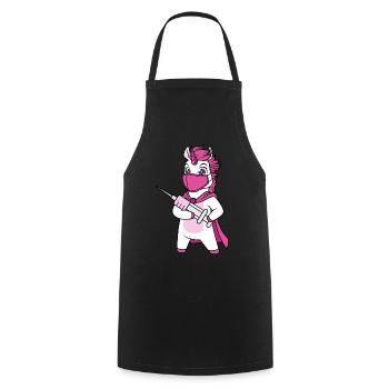 Vaccinated Vaccination Immunicorn Unicorn - Cooking Apron - black - Front - AI Model Male 185 dark (185cm)
